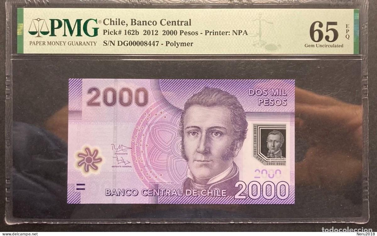 Internationale Banknoten: CHILE 2012 Pick 162b 2000 Pesos PMG 65 EPQ