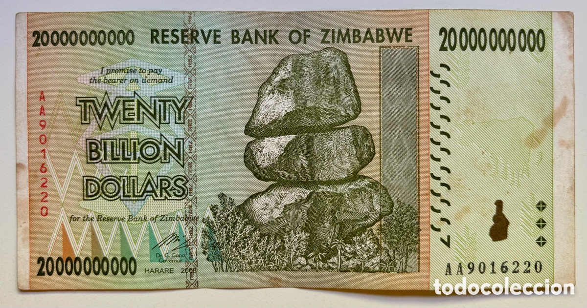 Billetes extranjeros: Billete ZIMBABWE 20000000000 Dolares 2008. 20 Billones