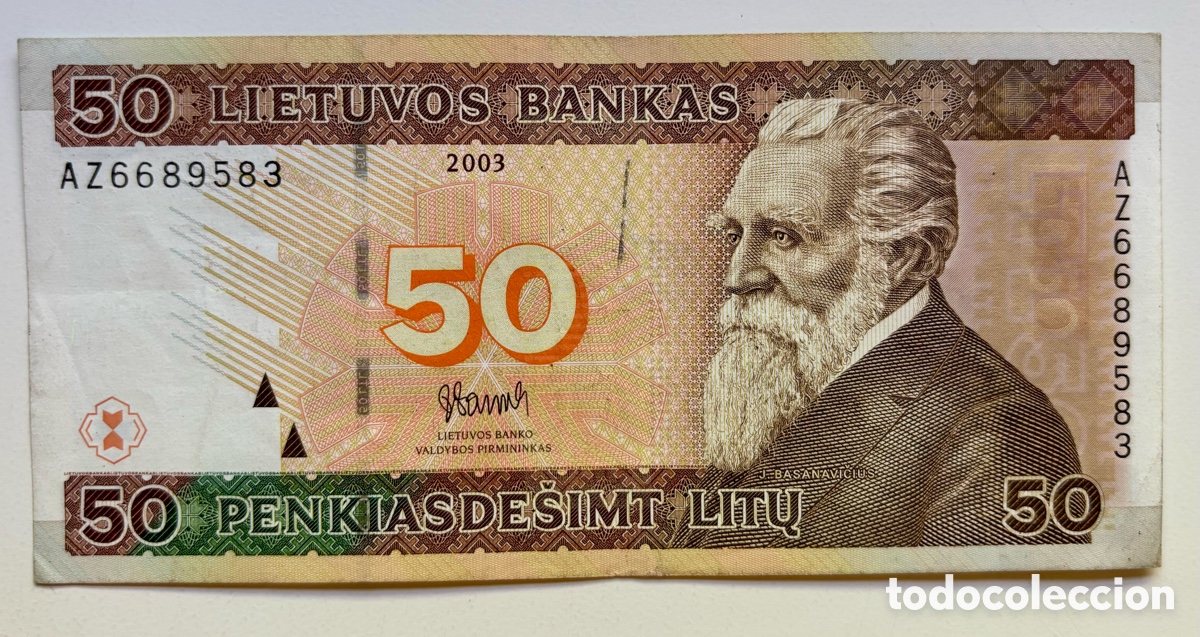 Billetes extranjeros: Billete LITUANIA 50 Litu 2003