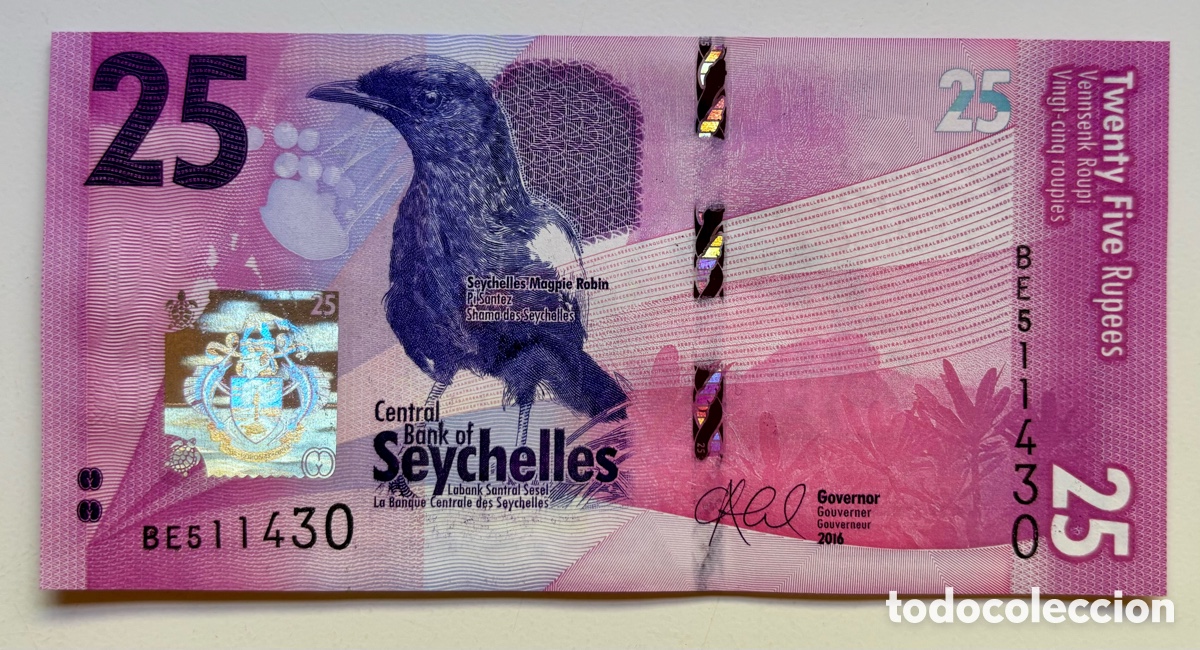 Billetes extranjeros: Billete SEYCHELLES 25 Rupias 2016 SC Pick 48