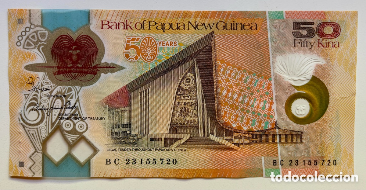 Billetes extranjeros: Billete NUEVA PAP&Uacute;A GUINEA 50 Kina (2023) Polimero. 50 a&ntilde;os Independencia . Pick 57