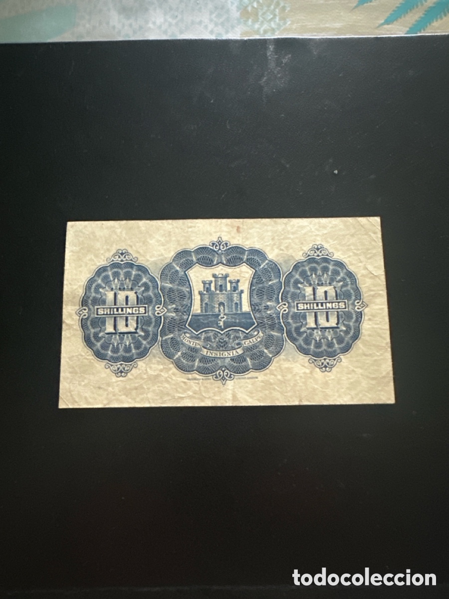 Billetes extranjeros: Billete de Gibraltar de 10 schilling a&ntilde;o 1942 - Foto 2