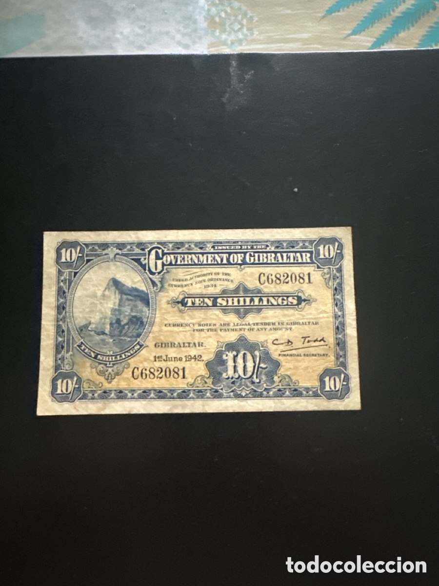 Billetes extranjeros: Billete de Gibraltar de 10 schilling a&ntilde;o 1942