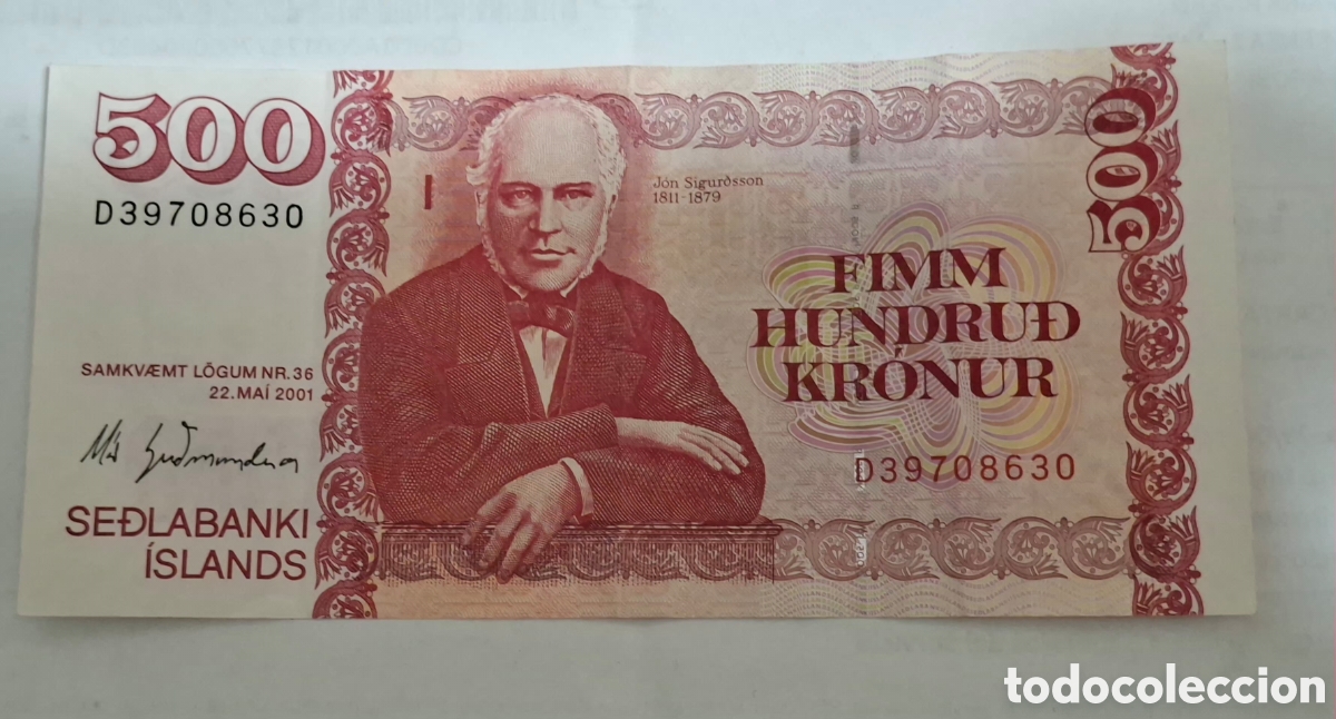 Billetes extranjeros: Billete Islandia,2.001, 500 Kronur,MBC+