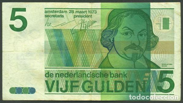 Billetes extranjeros: PAISES BAJOS (Holanda). 5 gulden 28.3. 1973. Pick 95.