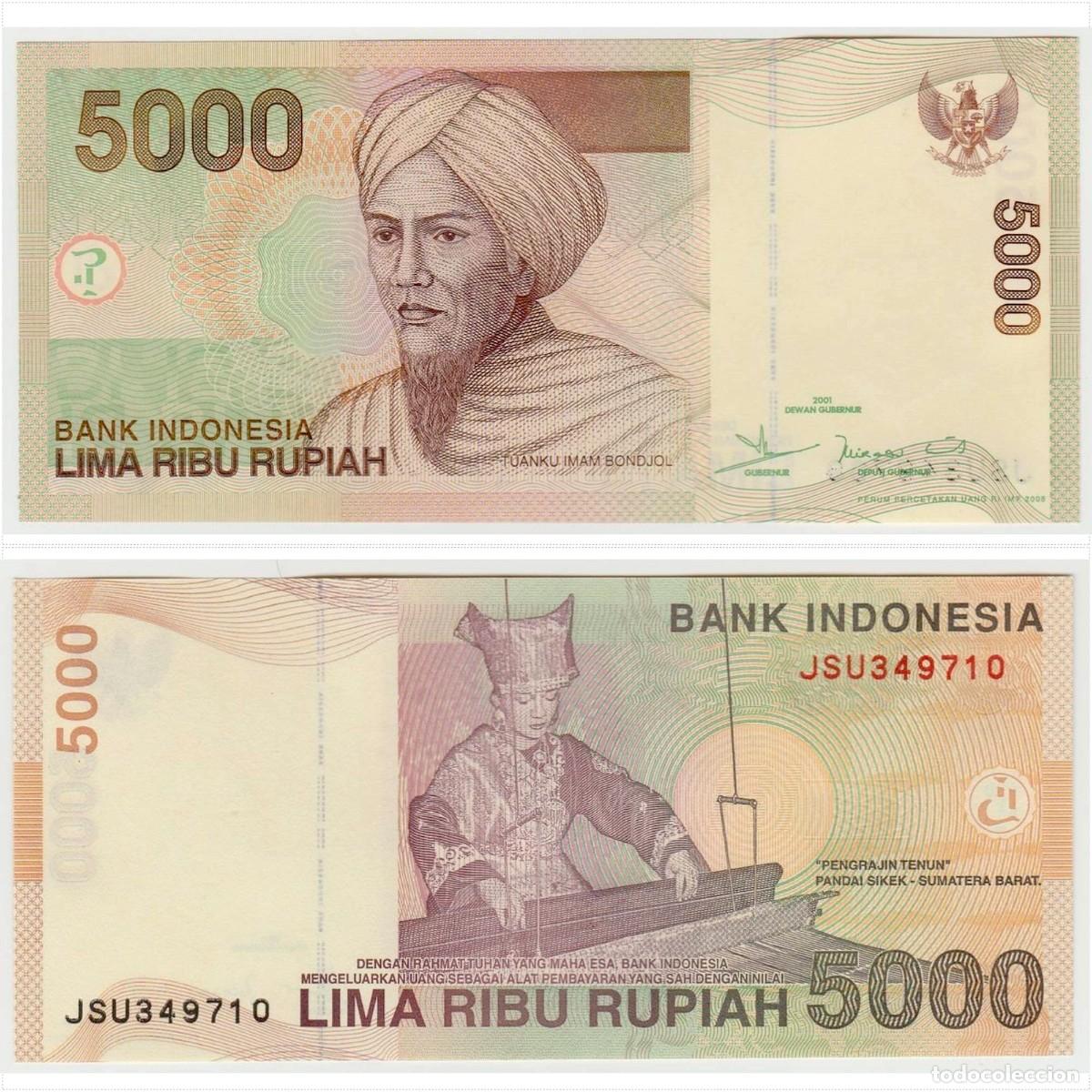 Billetes extranjeros: Indonesia Set 3 pcs 1000 2000 5000 Rupias 2001-2016 Sin Circular - Foto 4