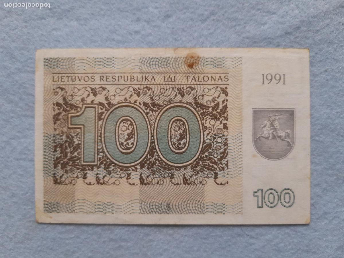 Billetes extranjeros: Lituania. 100 Talonas. A&ntilde;o 1991. - Foto 2