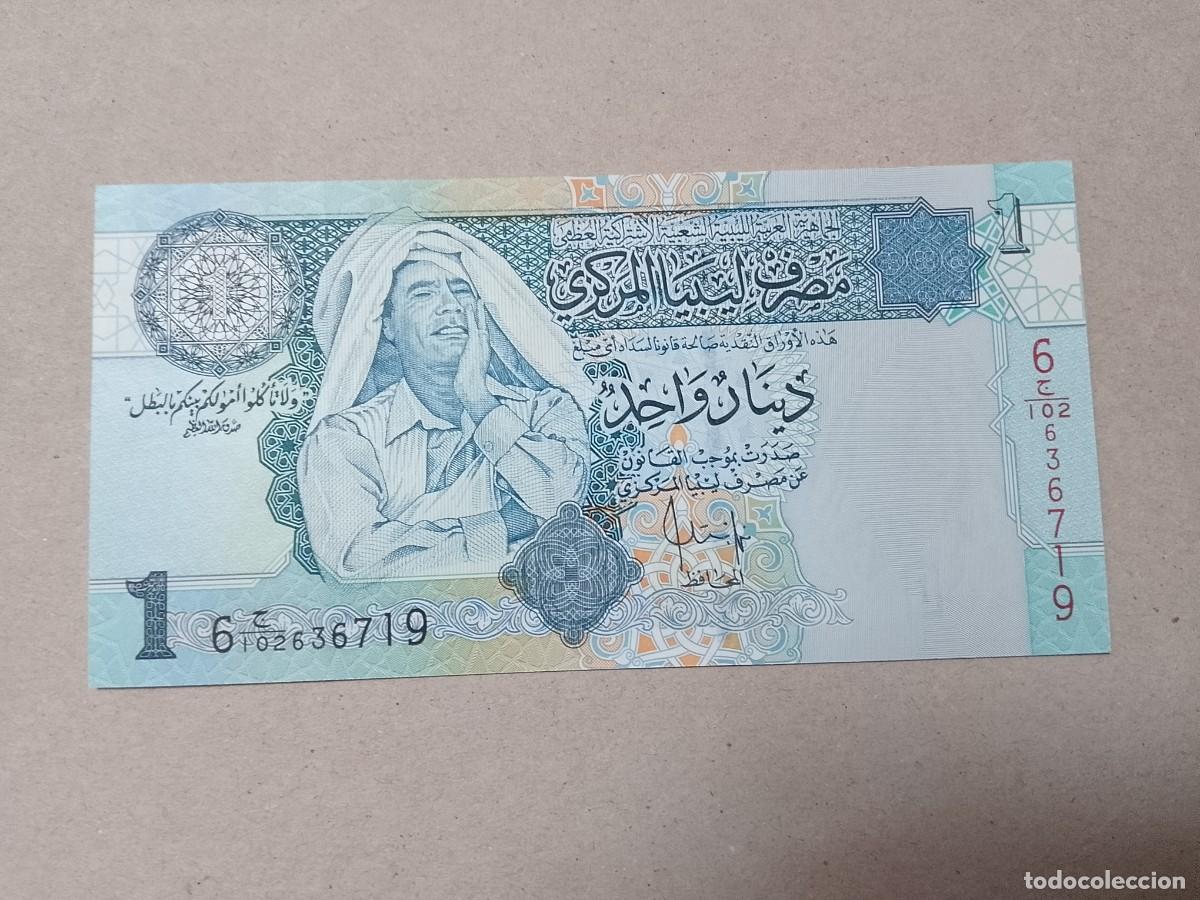 Billetes extranjeros: Billete Libia, 1 dinar, a&ntilde;o 2004, UNC