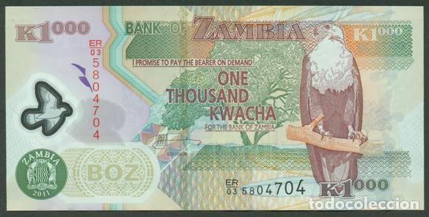 Billetes extranjeros: ZAMBIA. 1000 kwacha 2011. Polimero.