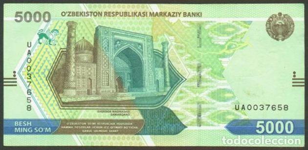 Billetes extranjeros: UZBEKISTAN. 5000 sum 2021.