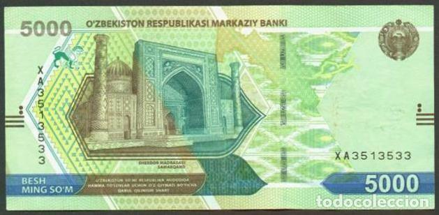 Billetes extranjeros: UZBEKISTAN. 5000 sum 2021.
