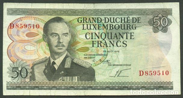 Billetes extranjeros: LUXEMBURGO. 50 FRANCOS 25.8.1972. Pick 55 b. Serie D.