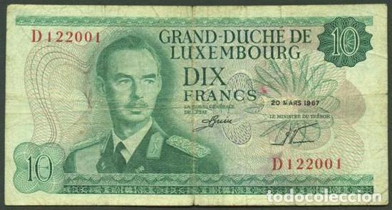 Billetes extranjeros: LUXEMBURGO. 10 FRANCOS 20.3.1967. Pick 53. Serie D.