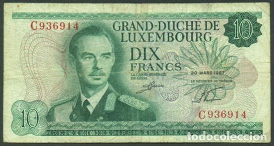 Billetes extranjeros: LUXEMBURGO. 10 FRANCOS 20.3.1967. Pick 53. Serie C.