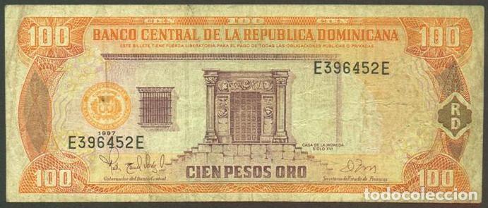 Billetes extranjeros: DOMINICANA Rep. 100 pesos 1997. Impresora - FCO