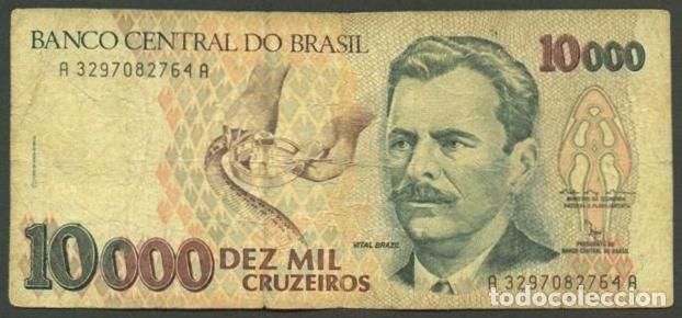 Billetes extranjeros: BRASIL (BRAZIL). 10000 cruzeiros (1991). Pick 233.