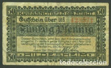 Billetes extranjeros: ALEMANIA (Notgeld, Hildesheim). 50 pfennig 1918.