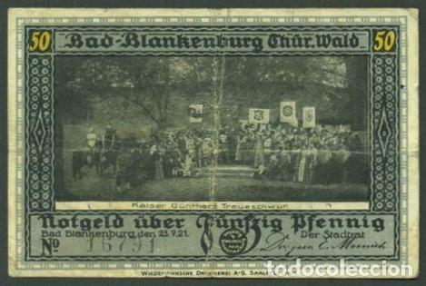 Billetes extranjeros: ALEMANIA (Notgeld, BAD-BLANKENBURG). 50 pfennig 1921.