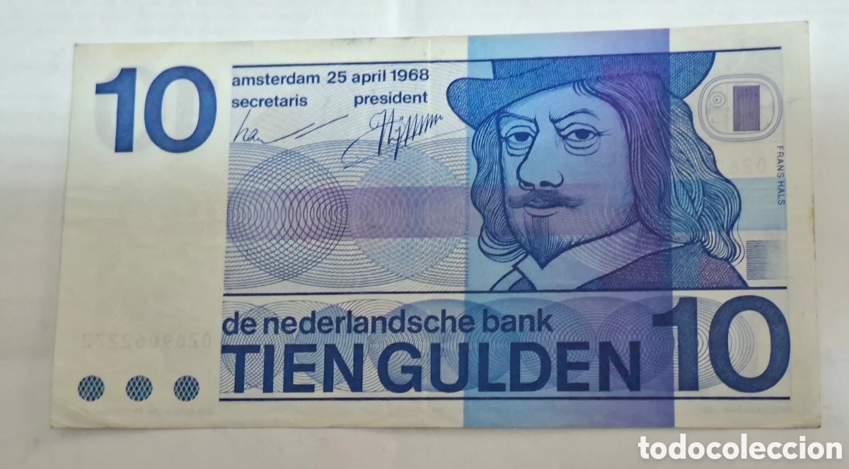 Notas Internacionais: Billete Holanda,1.968, 10 Gulden,MBC.