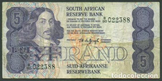 Billetes extranjeros: SUDAFRICA (Africa del Sur). 5 rand (1978-1981). Pick 119 a. Firma 5.