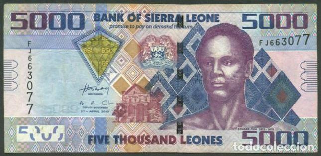 Billetes extranjeros: SIERRA LEONE. 5000 leones 27.4.2010.