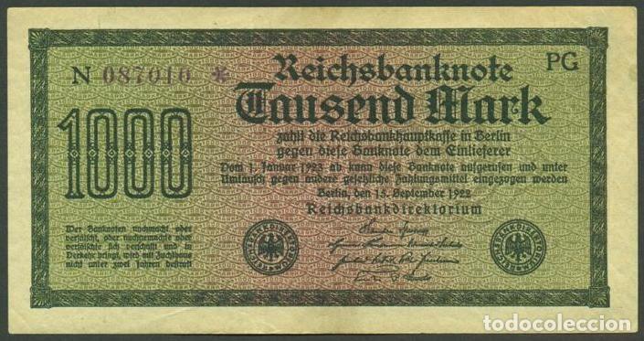 Billetes extranjeros: ALEMANIA. 1000 mark 15.9.1922. Pick 76. Ver tipo, tama&ntilde;o letra, prefijo, etc...
