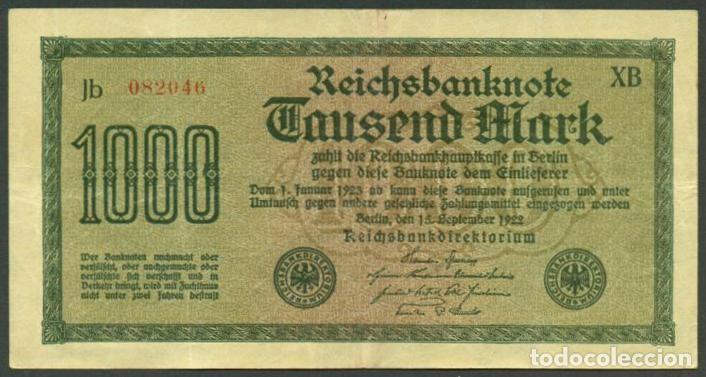 Billetes extranjeros: ALEMANIA. 1000 mark 15.9.1922. Pick 76. Ver tipo, tama&ntilde;o letra, prefijo, etc...