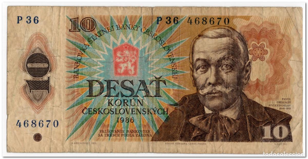 Billetes extranjeros: CZECHOSLOVAKIA,10 KORUN,1986,P.94,FINE