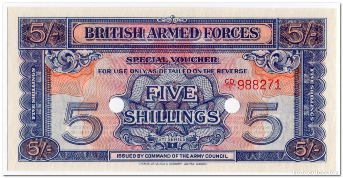 Billetes extranjeros: GREAT BRITAIN,5 SHILLINGS,CANCELLED,1948,P.M20c,UNC