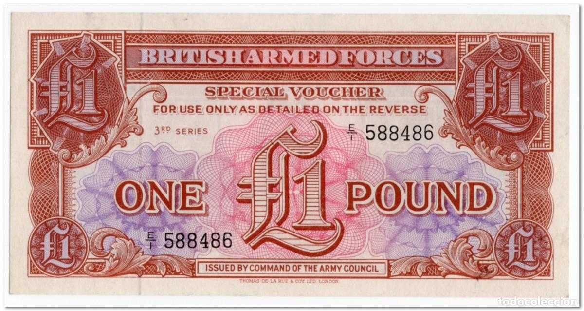 Billetes extranjeros: GREAT BRITAIN,BRITISH ARMED FORCES,1 POUND,1956,P.M29,XF+