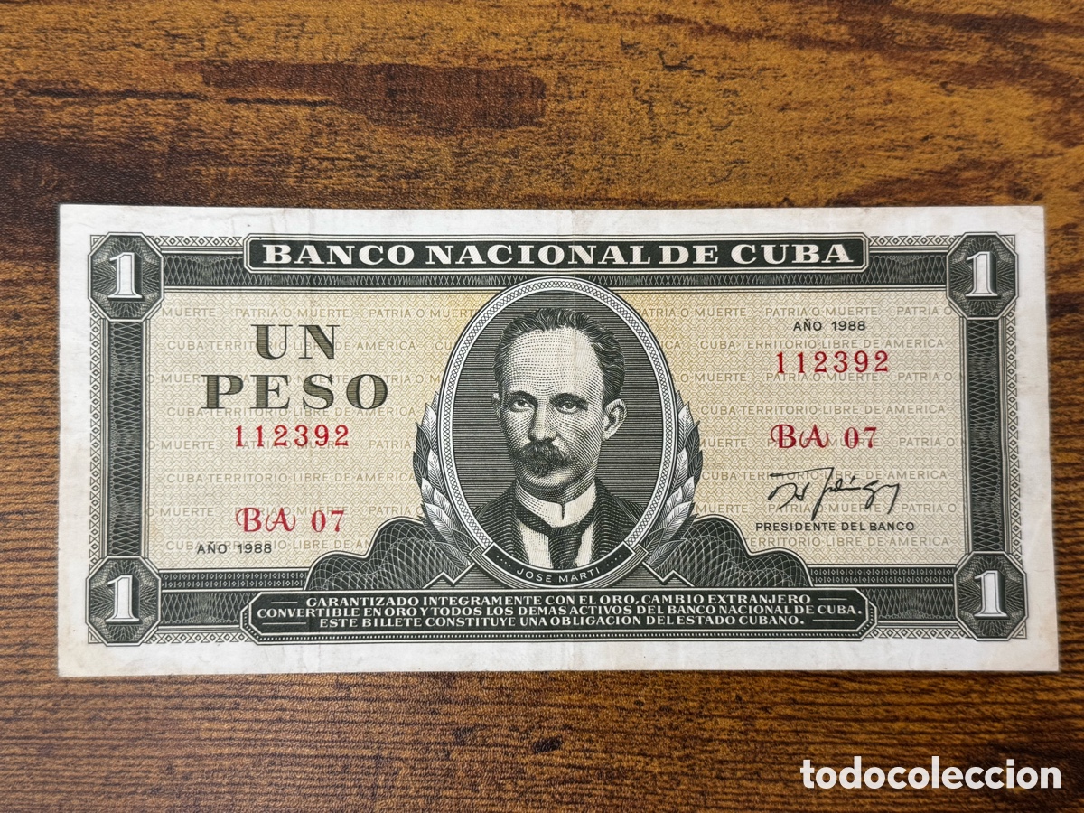 Billetes extranjeros: Billete de 1 peso 1988 Cuba Circulado