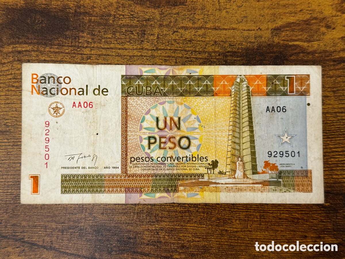Billetes extranjeros: Billete de 1 peso convertible CUC Cuba 1994. 1 er a&ntilde;o. Circulado