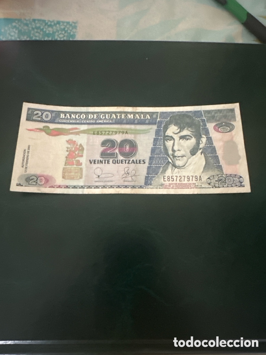 Billetes extranjeros: Billete de Guatemala de 20 quetzales a&ntilde;o 2003
