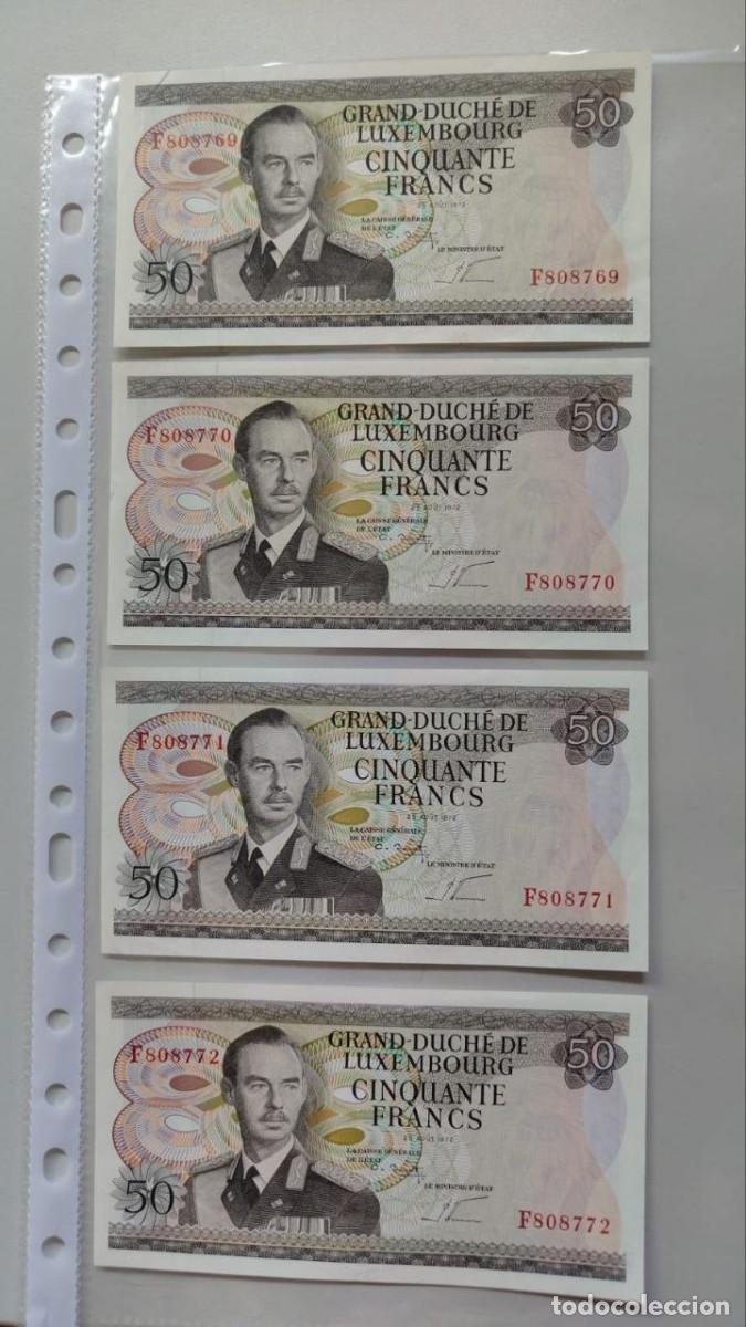 Billetes extranjeros: 4 billetes correlativos 50 Francos Luxemburgo (1972) MUY RAROS (FIRMA MINISTRO ESTADO)