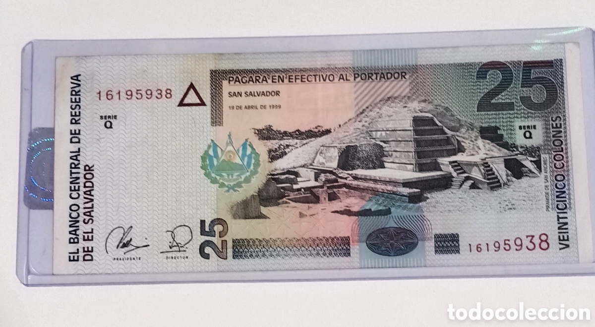 Billetes extranjeros: Billete salvador 25 colones original %