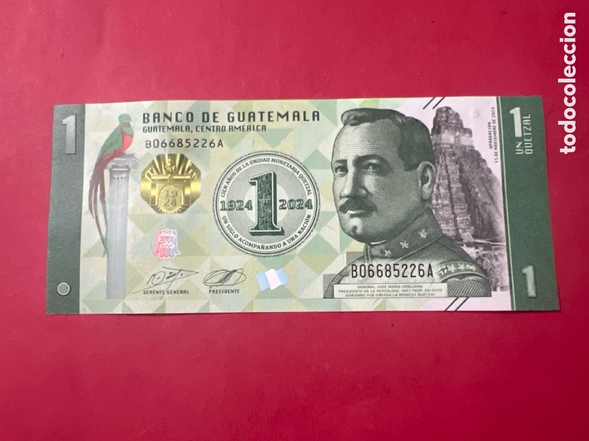 Billetes extranjeros: 171B. BILLETE GUATEMALA. Conmemorativo 1 quetzal 2024.