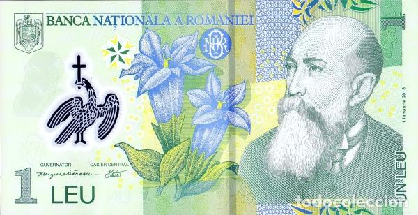 Billetes extranjeros: Billete Rumania 1 Leu 2018 UNC S/C Europa