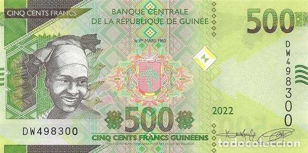 Internationale Banknoten: Billete Guinea 500 rancos Francs 2022 UNC S/C Africa