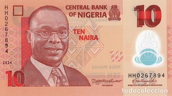 Internationale Banknoten: Billete Nigeria 10 Naira 2024 UNC S/C Africa