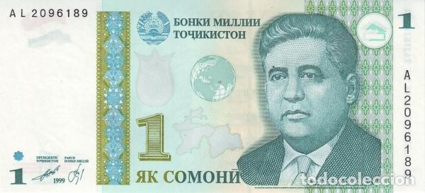 Internationale Banknoten: Billete Tayikist&aacute;n 1 Somoni 1999 UNC S/C Asia