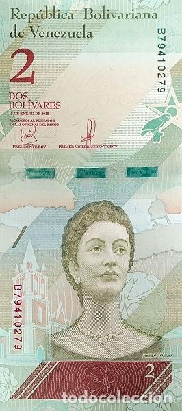 Internationale Banknoten: Billete Venezuela 2 Bol&iacute;vares 2018 UNC S/C Am&eacute;rica