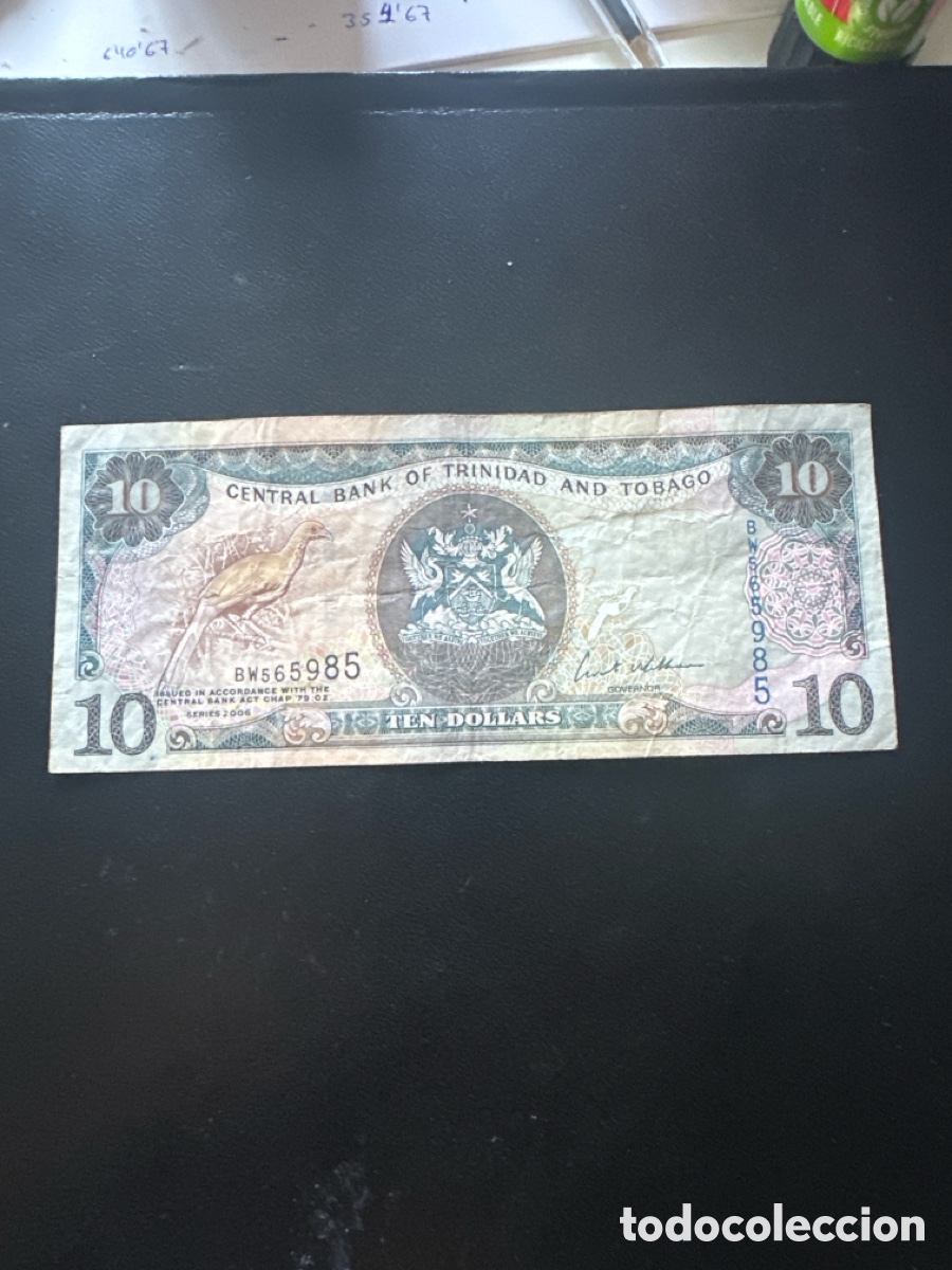 Billetes extranjeros: Billete de Trinidad y Tobago de 10 dollars a&ntilde;o 2006