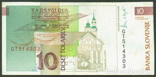Banconote internazionali: ESLOVENIA. 10 tolarjev 15.1. 1992. Pick 11.