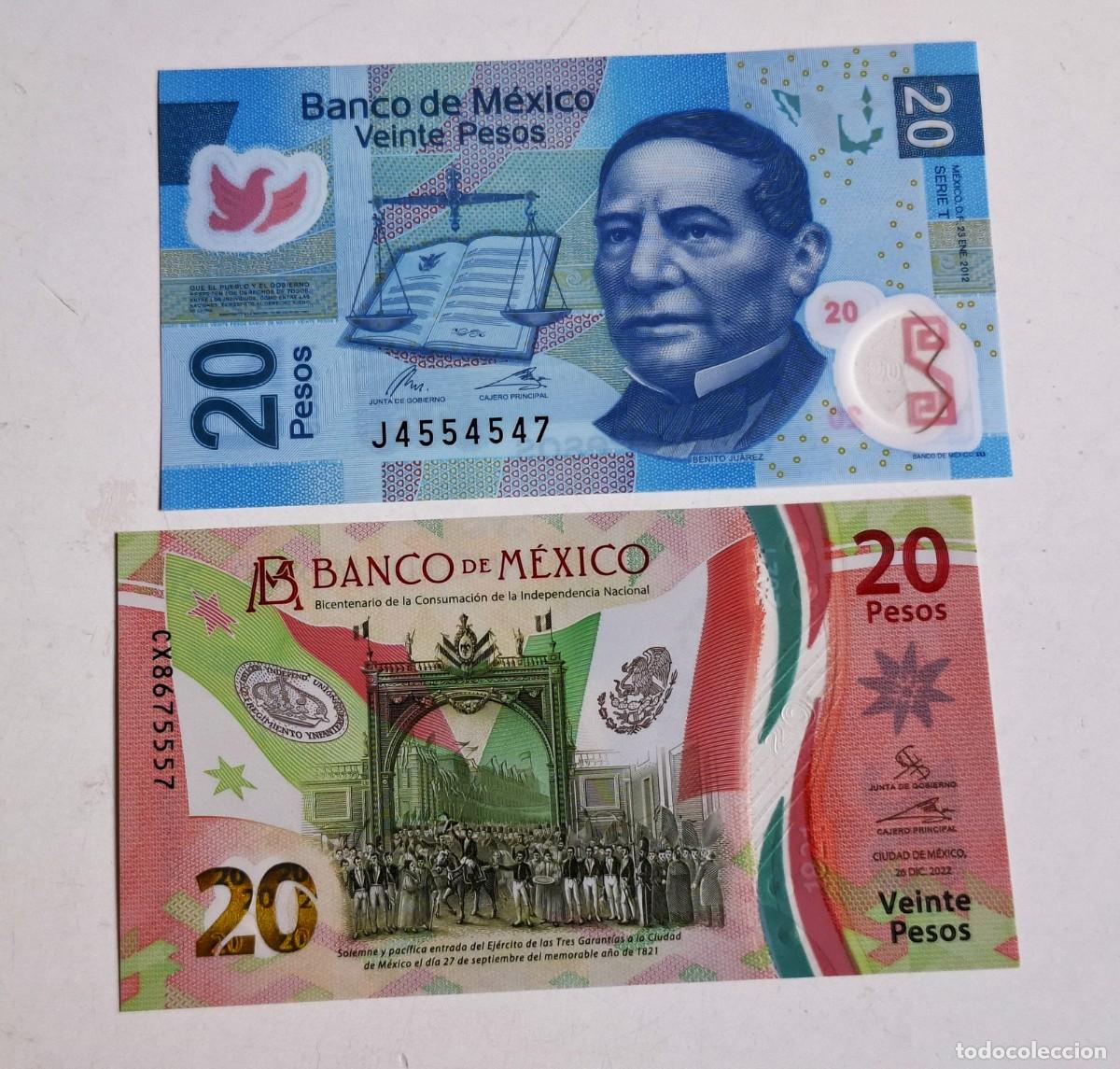 Billetes extranjeros: DOS BILLETES DE MEXICO 20 PESOS POLYMER