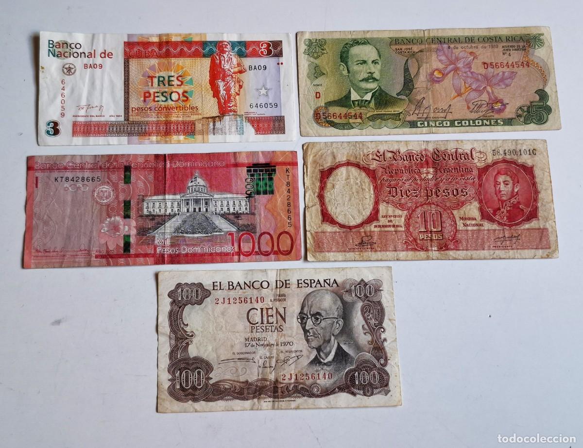 Billetes extranjeros: LOTE DE BILLETES VARIOS COLECCION - CUBA, ESPA&Ntilde;A,COSTA RICA, ARGENTINA Y REPUBLICA DOMINICANA