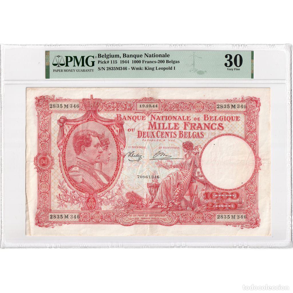Billetes extranjeros: [#377599] B&eacute;lgica, 1000 Francs-200 Belgas, 1944-10-19, VF 30, PMG
