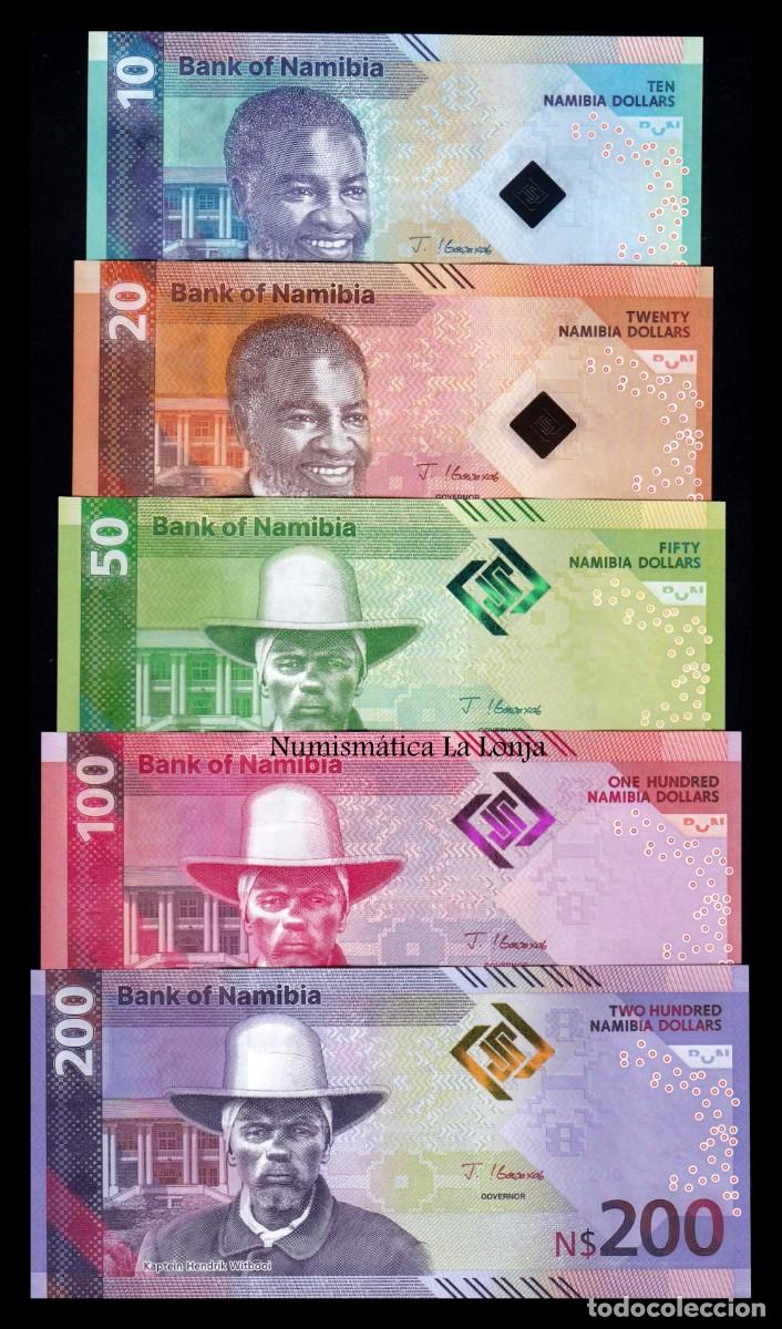Billetes extranjeros: Namibia Set completo 5 billetes 10 20 50 100 200 D&oacute;lares 2015-2026 Pick 16-24 Sc Unc