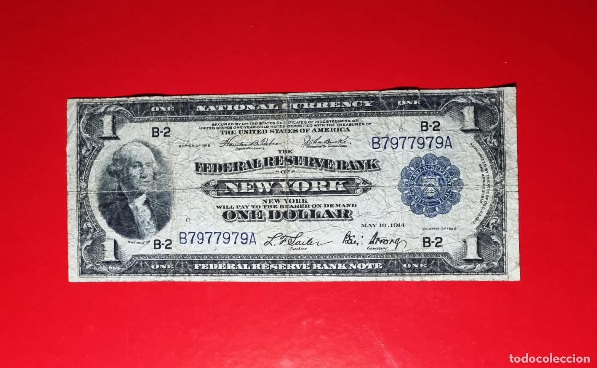 Billetes extranjeros: ESTADOS UNIDOS USA FRBN NEW YORK | SOLO ACEPTO PAYPAL| BILLETE $ 1 DOLAR 1918 LEER DESCRIPCION