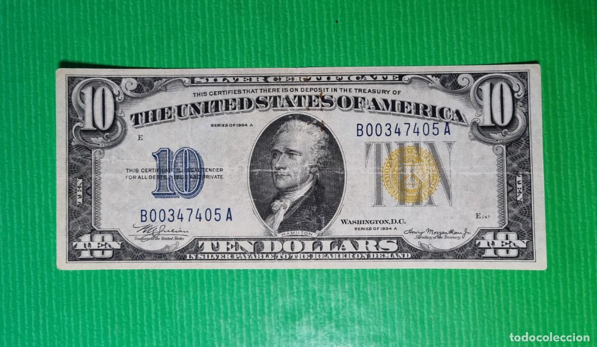 Billetes extranjeros: ESTADOS UNIDOS USA NORTH AFRICA/SICILIA |SOLO ACEPTO PAYPAL| BILLETE $ 10 DOLARES 1934 LEER DESCRI