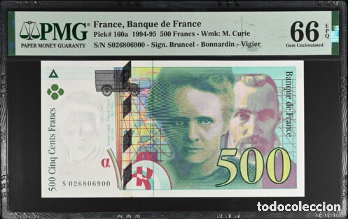Billetes extranjeros: Billete Francia 500 Francos 1994 PMG 66
